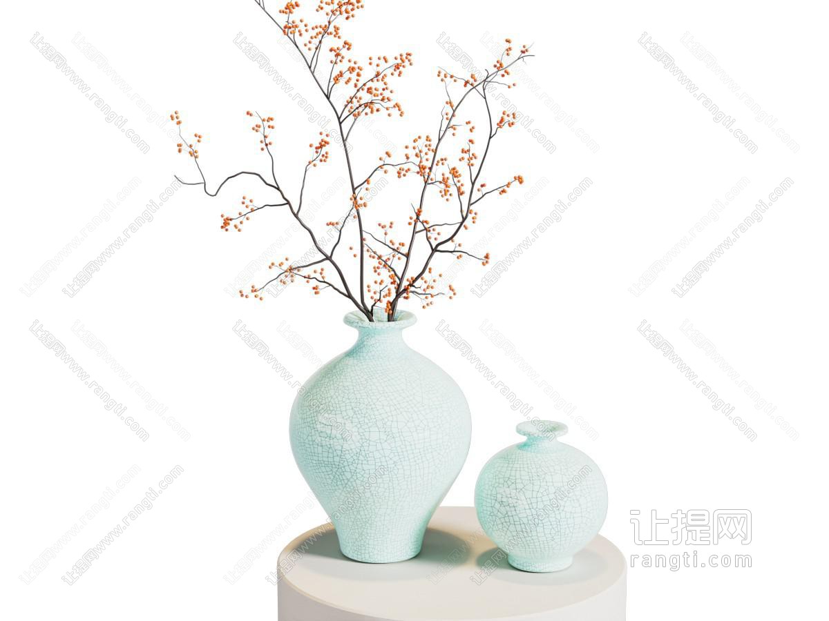 新中式瓷器花瓶 干枝摆件 宋式花瓶摆件