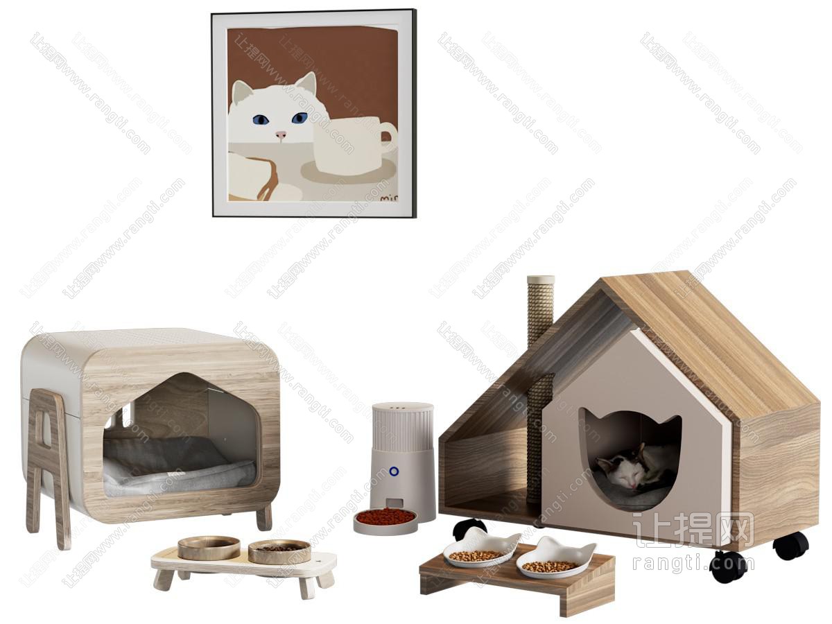 现代宠物用品 猫窝 猫咪 猫咪自动喂食器 猫碗