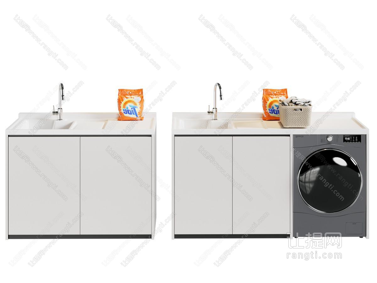 现代洗衣机柜