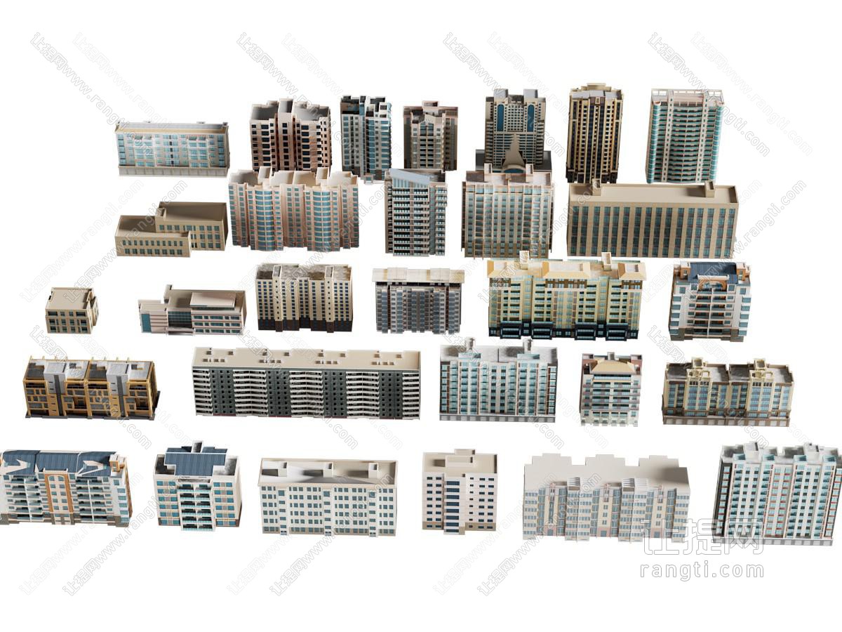 现代高层建筑 多层住宅小区楼房 鸟瞰高楼大厦 城市建