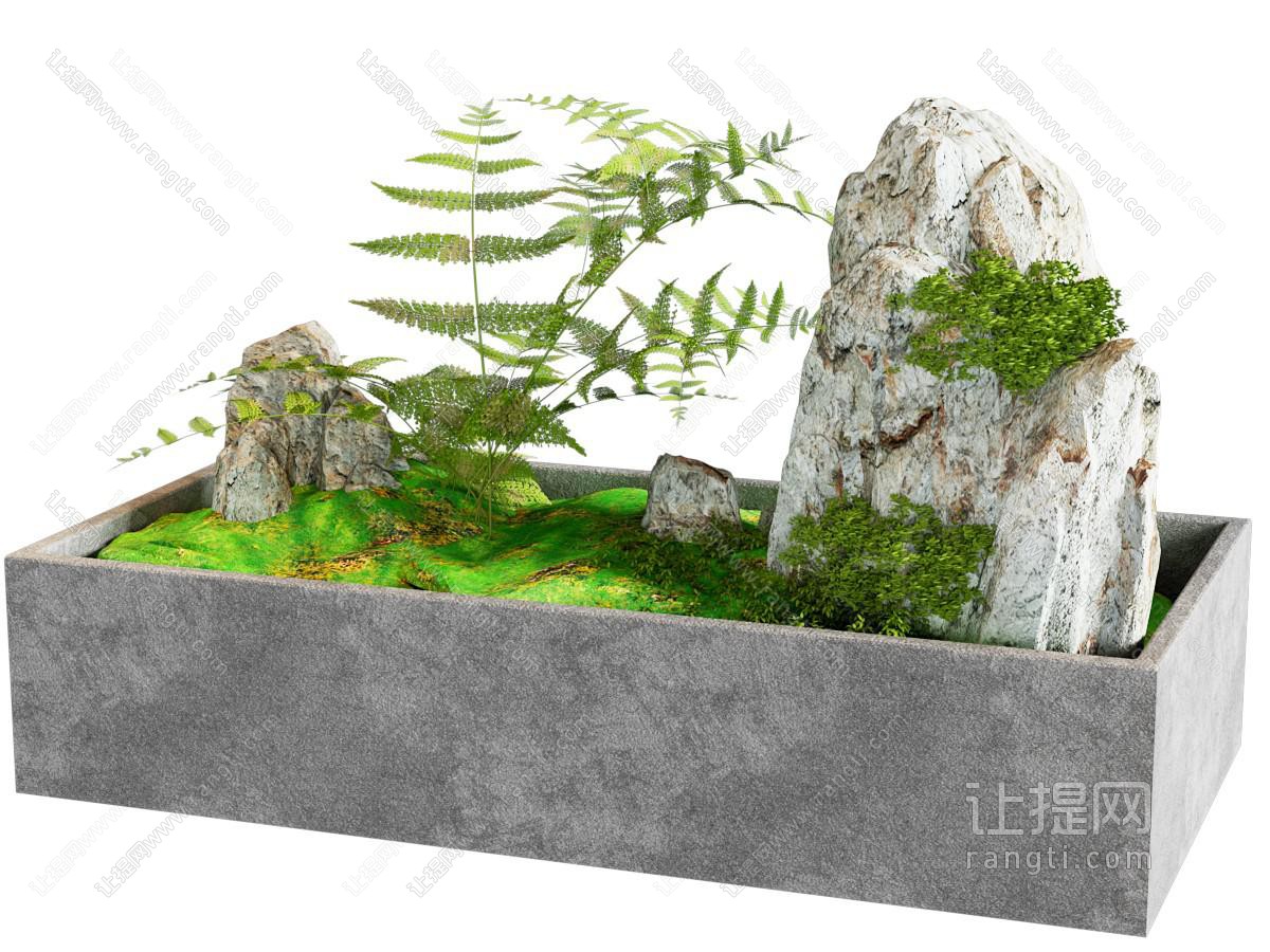 现代假山绿植小品