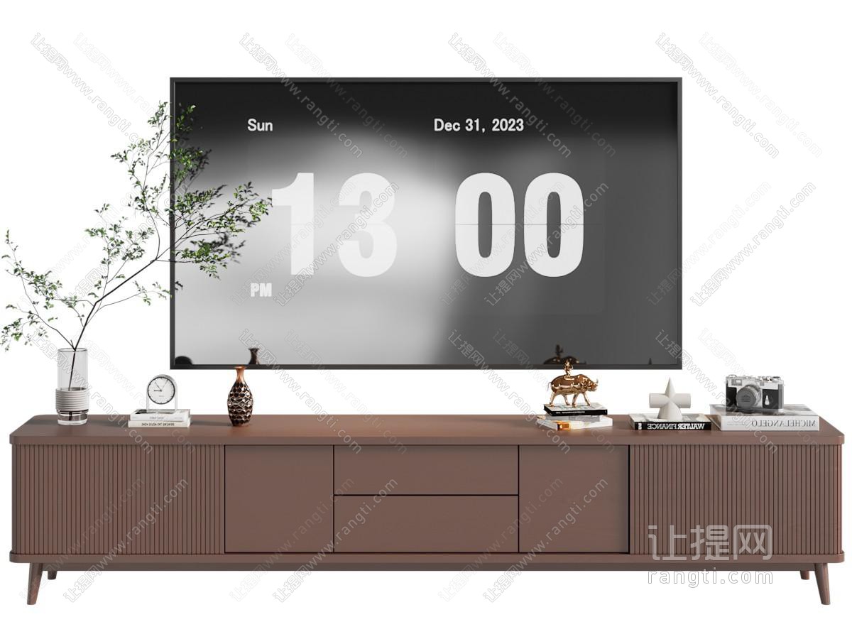 现代木纹电视柜