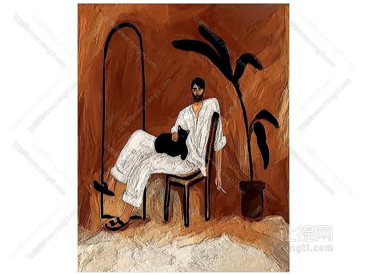 极简现代挂画 卧室挂画 侘寂挂画 男士挂画 水彩画 法式中古挂画