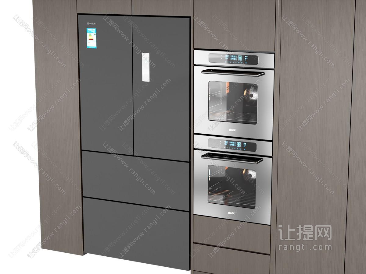 现代意式冰箱柜 现代意式冰箱柜 烤箱 百叶帘 柜子 石材