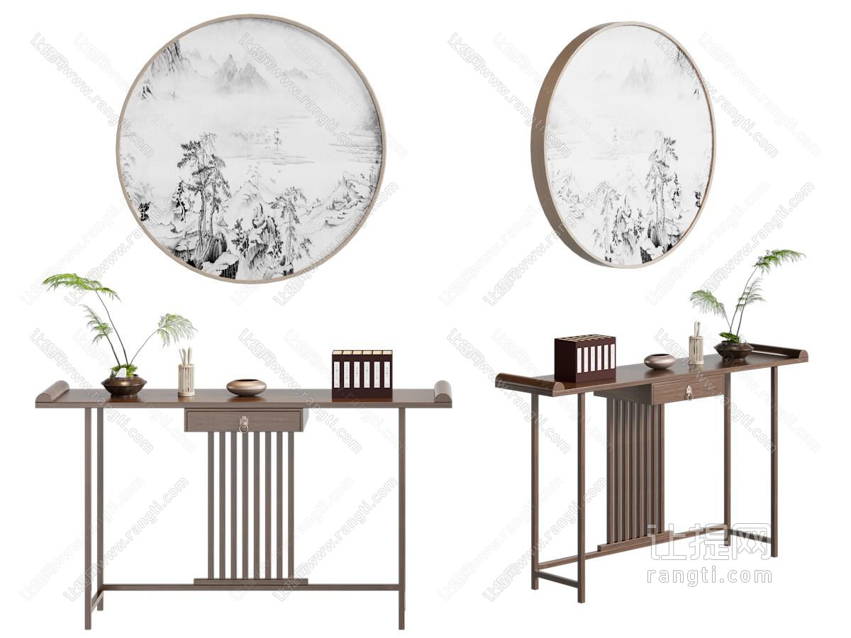 新中式条案 新中式端景台 墙饰