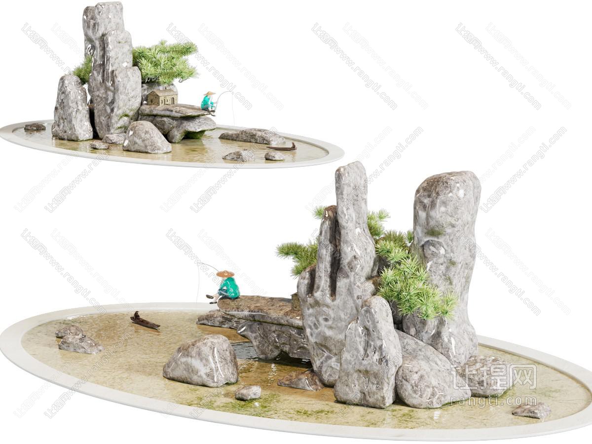 新中式水景 假山景观园艺小品