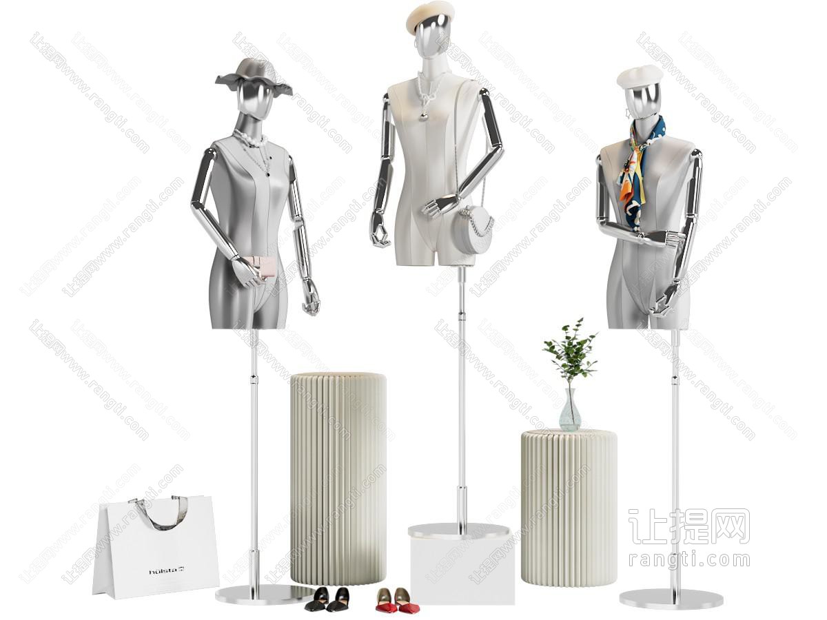 现代服装店 模特 女模特 现代模特 服装店模特 绿植