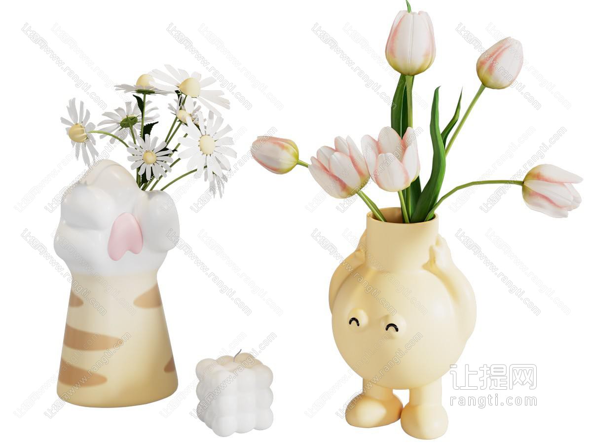 现代猫爪卡通花瓶