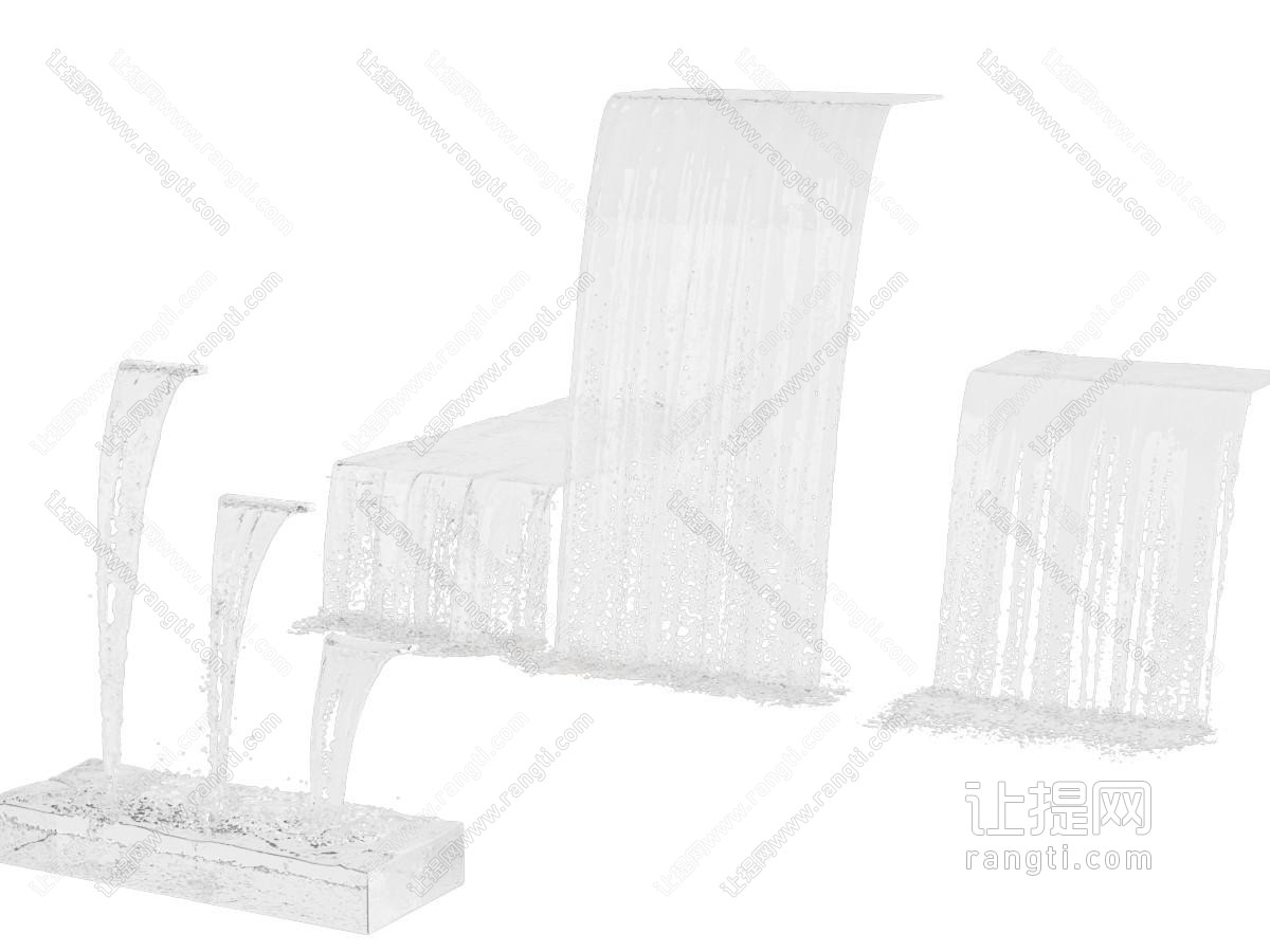 现代假山水景 水幕 水流 流水 液体