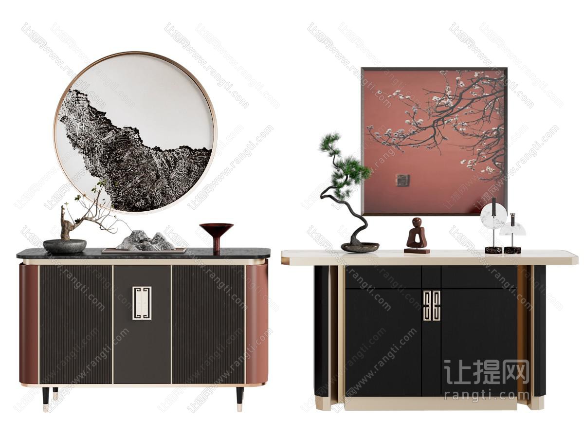新中式中式玄关柜