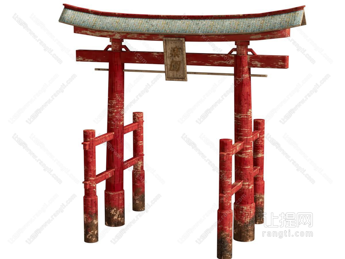 日式鸟居门 木门 大门 日式 鸟居门 古建 建筑