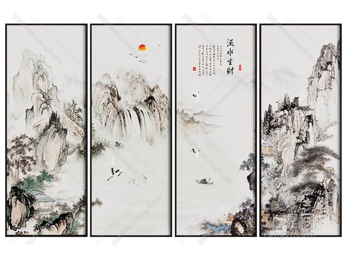 新中式淡雅山水风景装饰画