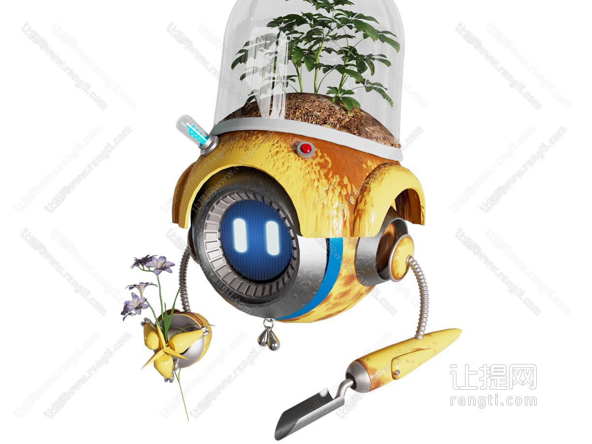 现代科幻植物可爱机器人