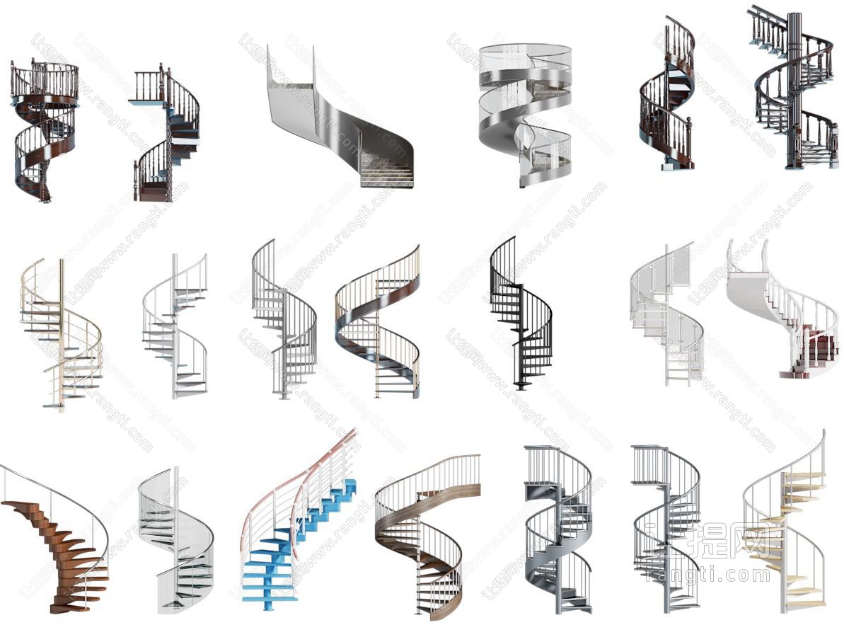 现代楼梯 现代旋转楼梯组合
