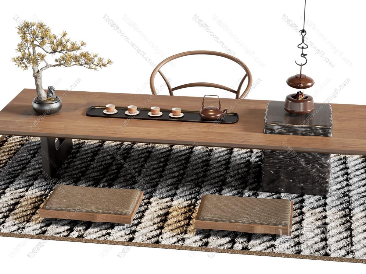 新中式中式茶桌椅 茶台 茶具 吊壶