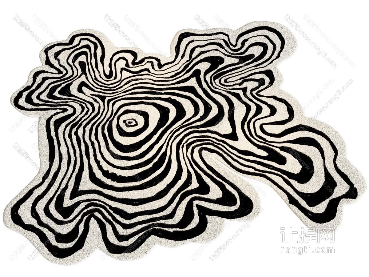 现代地毯 黑白地毯 异形地毯 弧形地毯