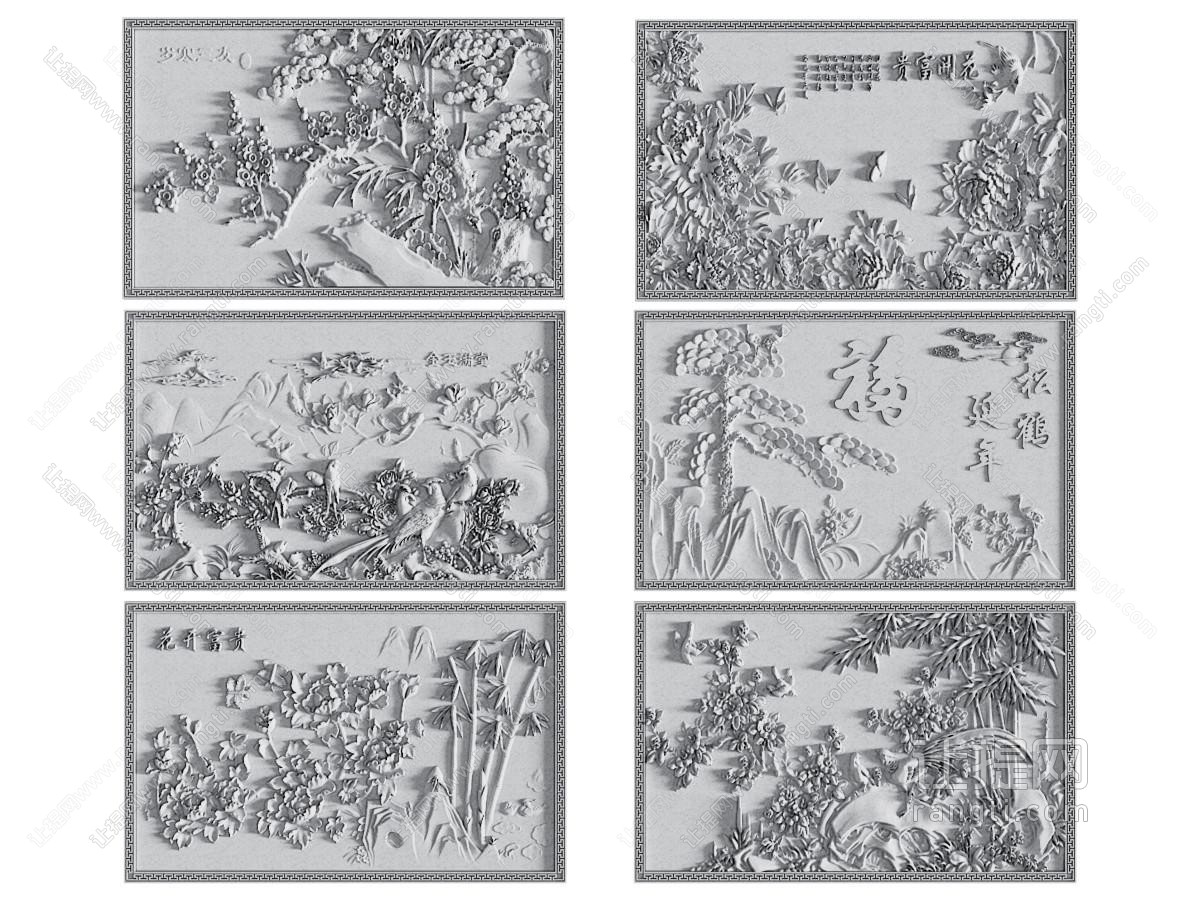 中式浮雕 花开富贵 梅花石雕 雕刻