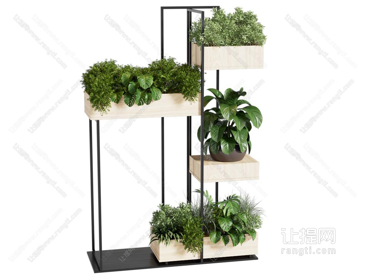实木花箱 落地花架 盆栽