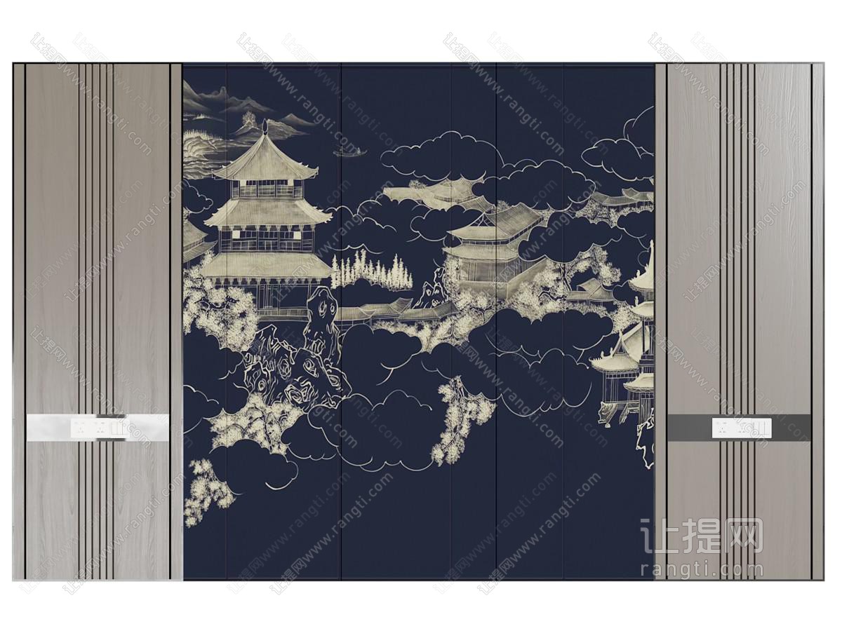新中式玄关背景墙