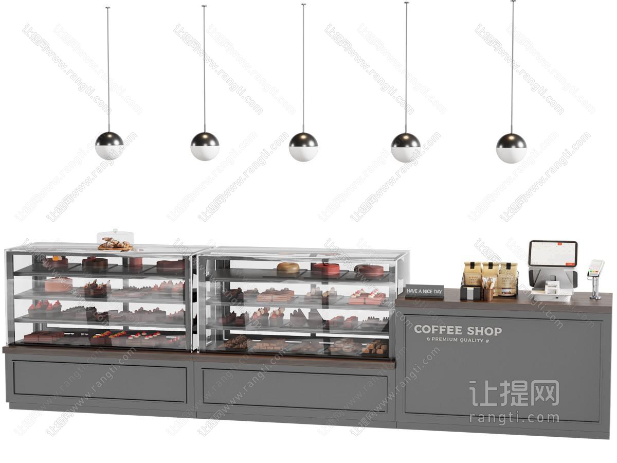 现代咖啡厅工作台 吧台