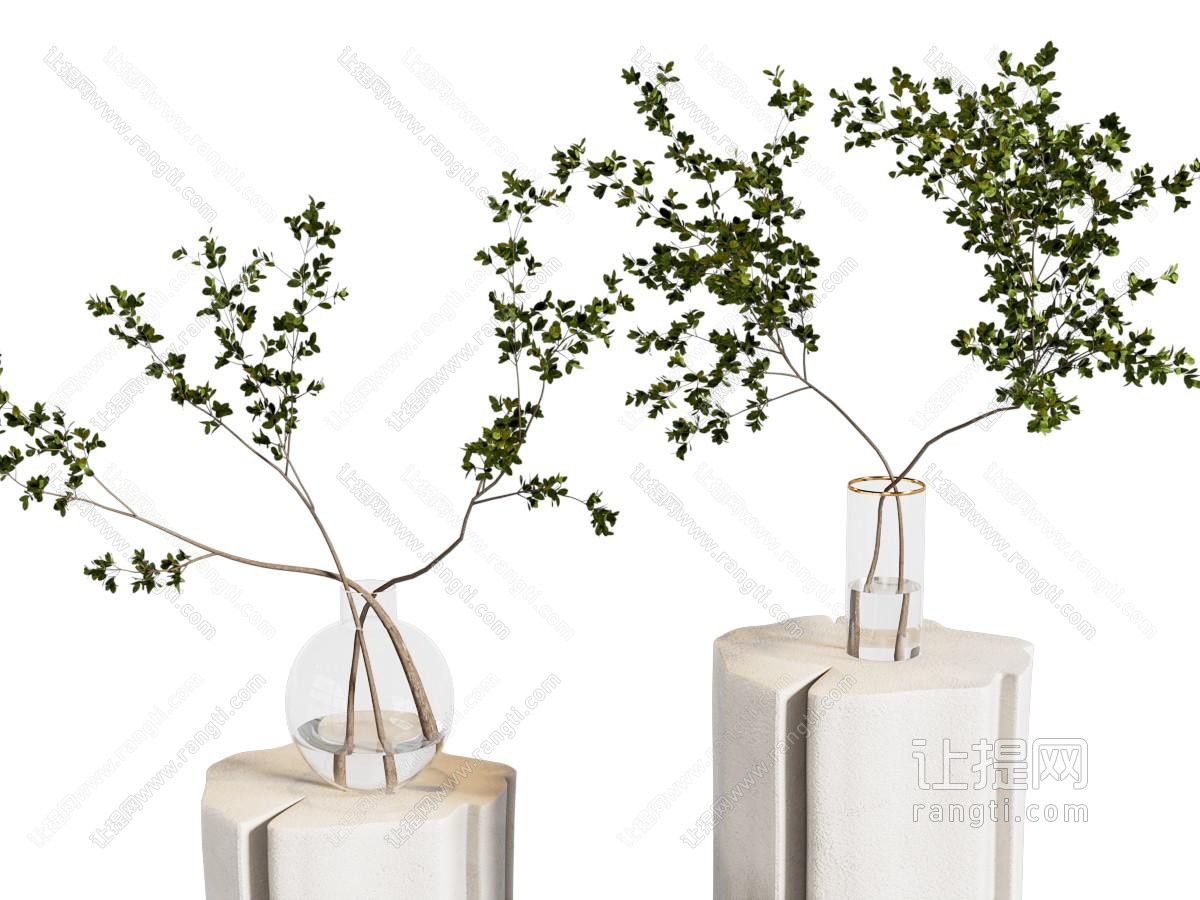 现代花瓶 水生植物 绿植摆件