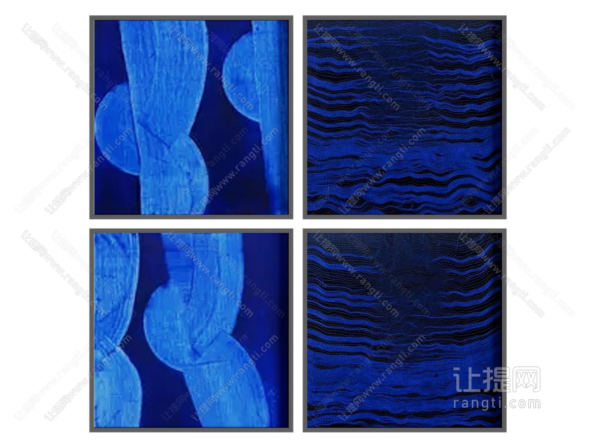 现代高级深蓝色抽象图案装饰画组合