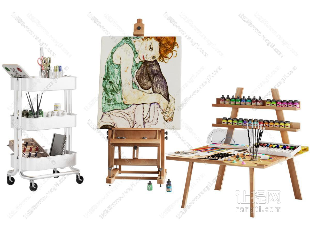 画具 现代画架 颜料 画板 画笔 美术画板工具组合
