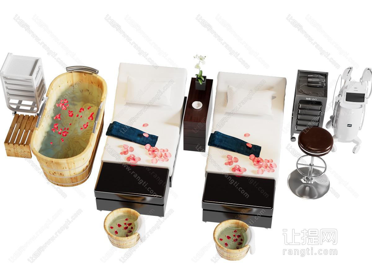 现代新中式按摩床