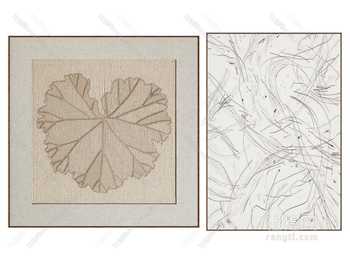侘寂极简抽象艺术挂画 肌理画 线条感艺术挂画