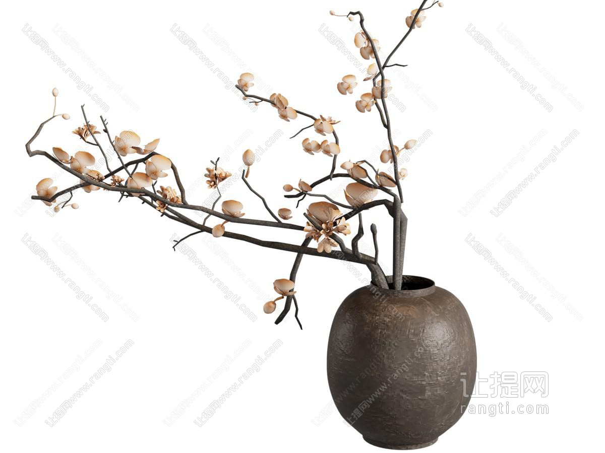 侘寂中古花艺 花瓶 盆栽枯枝