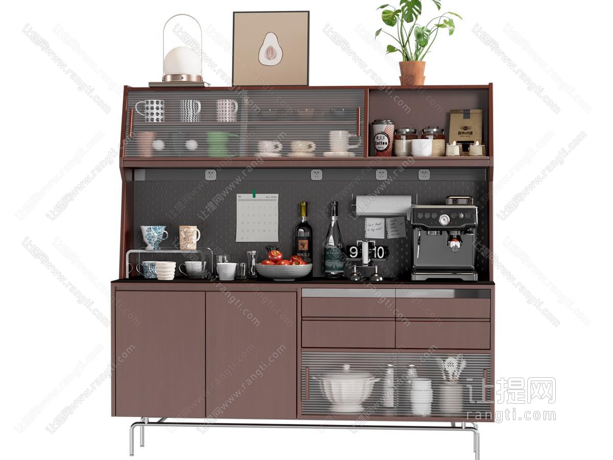 现代中古餐边柜