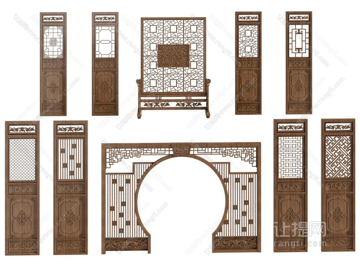 新中式实木隔断 月亮门隔断