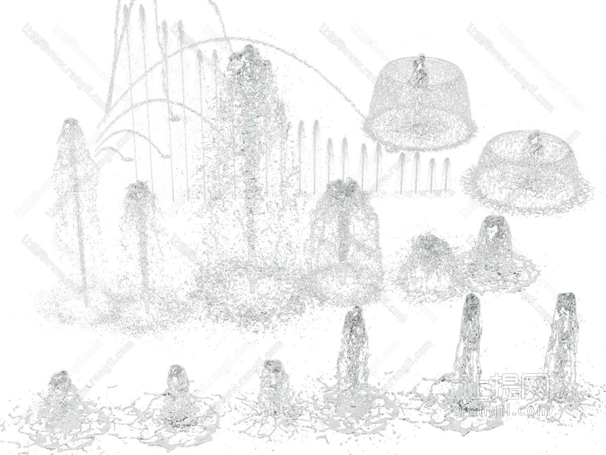 现代喷泉 互动水景 旱喷 涌泉 水柱水花