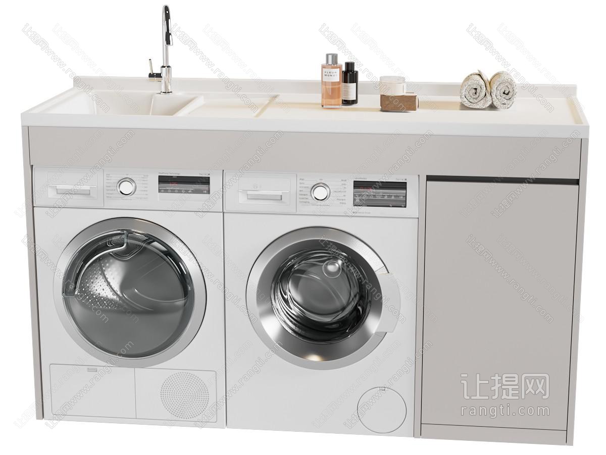 现代洗衣机柜