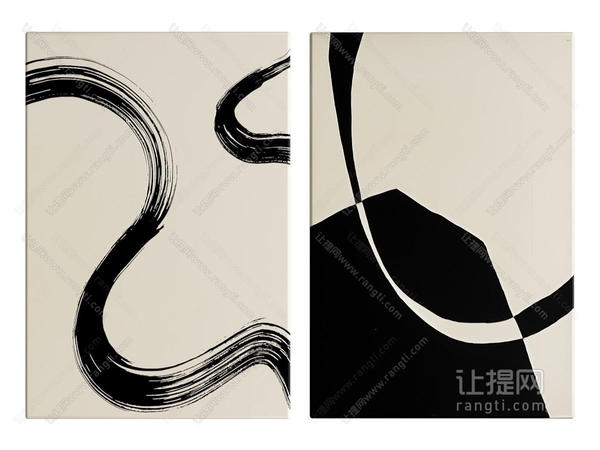 现代极简抽象挂画 黑白抽象画 肌理画 轻奢意式挂画 侘