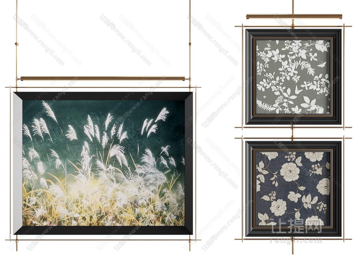 中古风装饰画 植物画 壁画灯