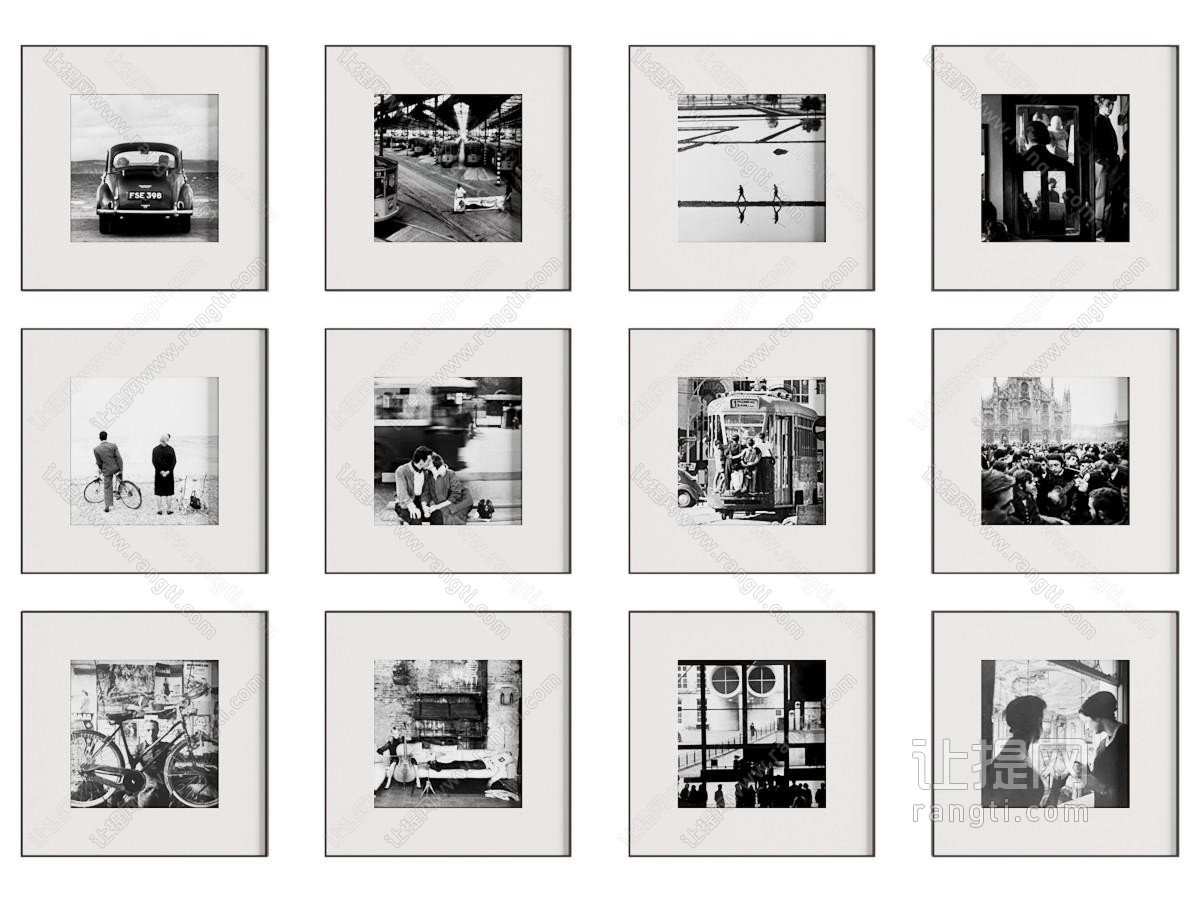 现代极简组合画 黑白挂画照片墙 摄影工作室照片墙 沙