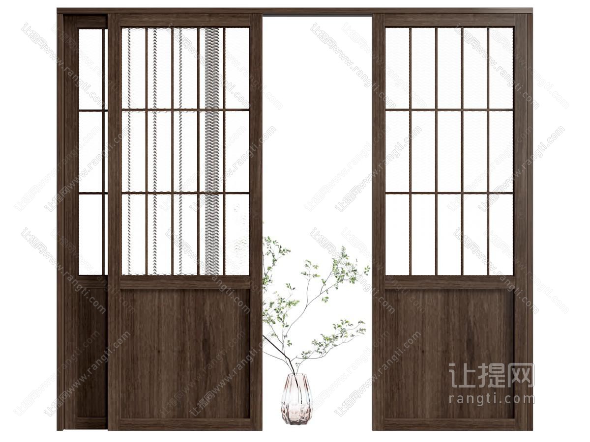 新中式实木推拉门