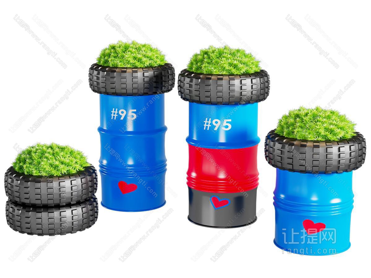 油桶绿植 轮胎绿植盆栽