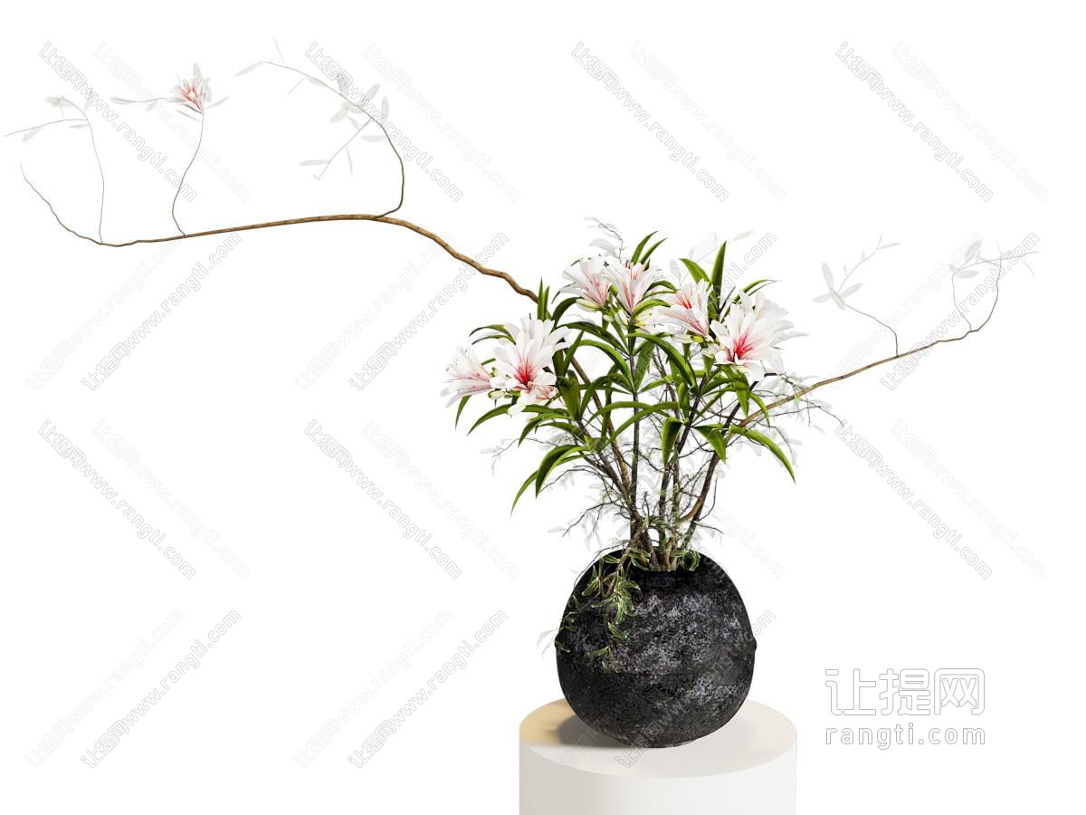 侘寂风花瓶花卉