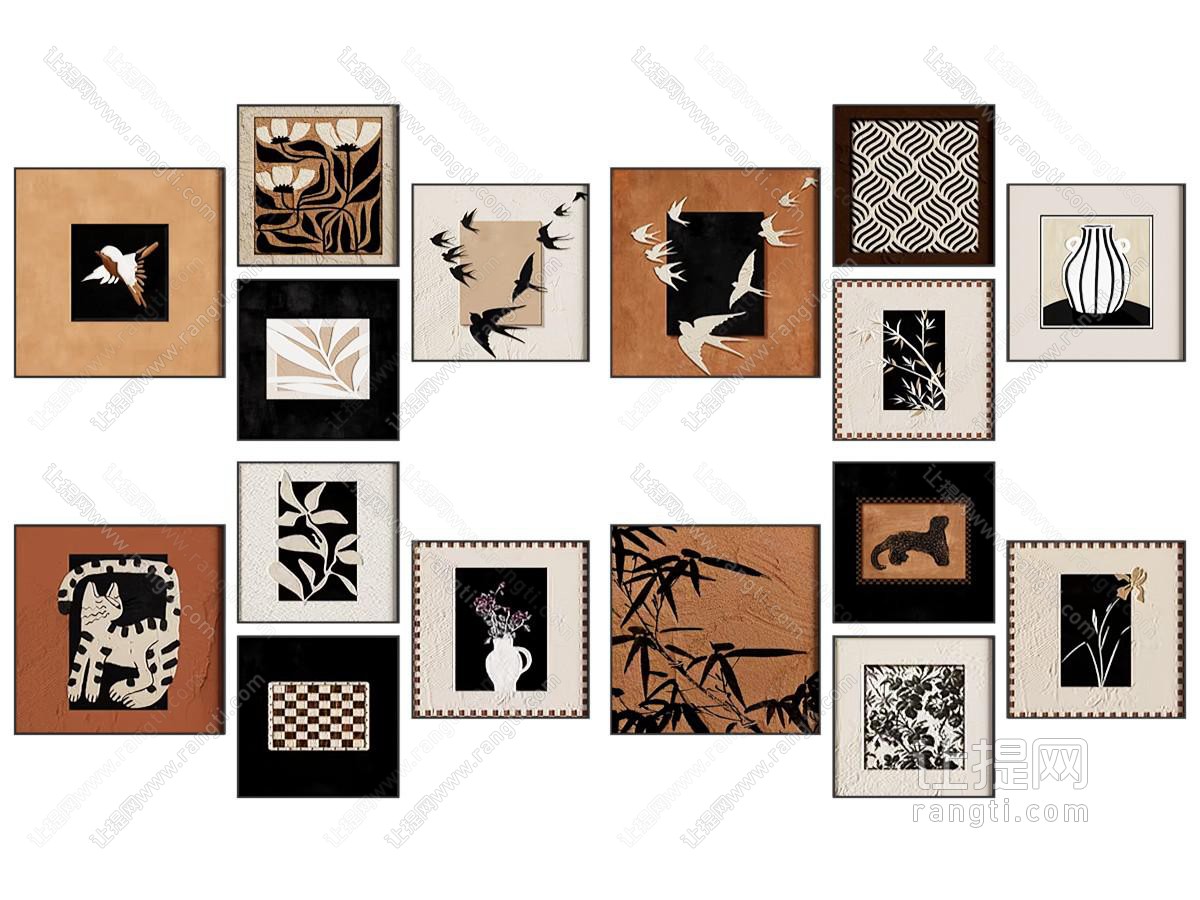 中古风挂画 抽象画 装饰画