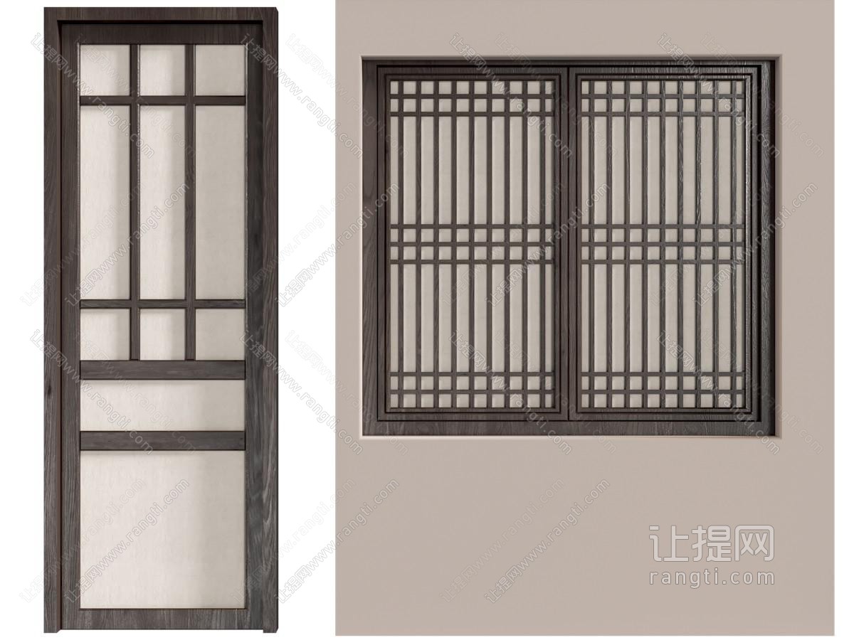 新中式门窗 窗格 格栅窗