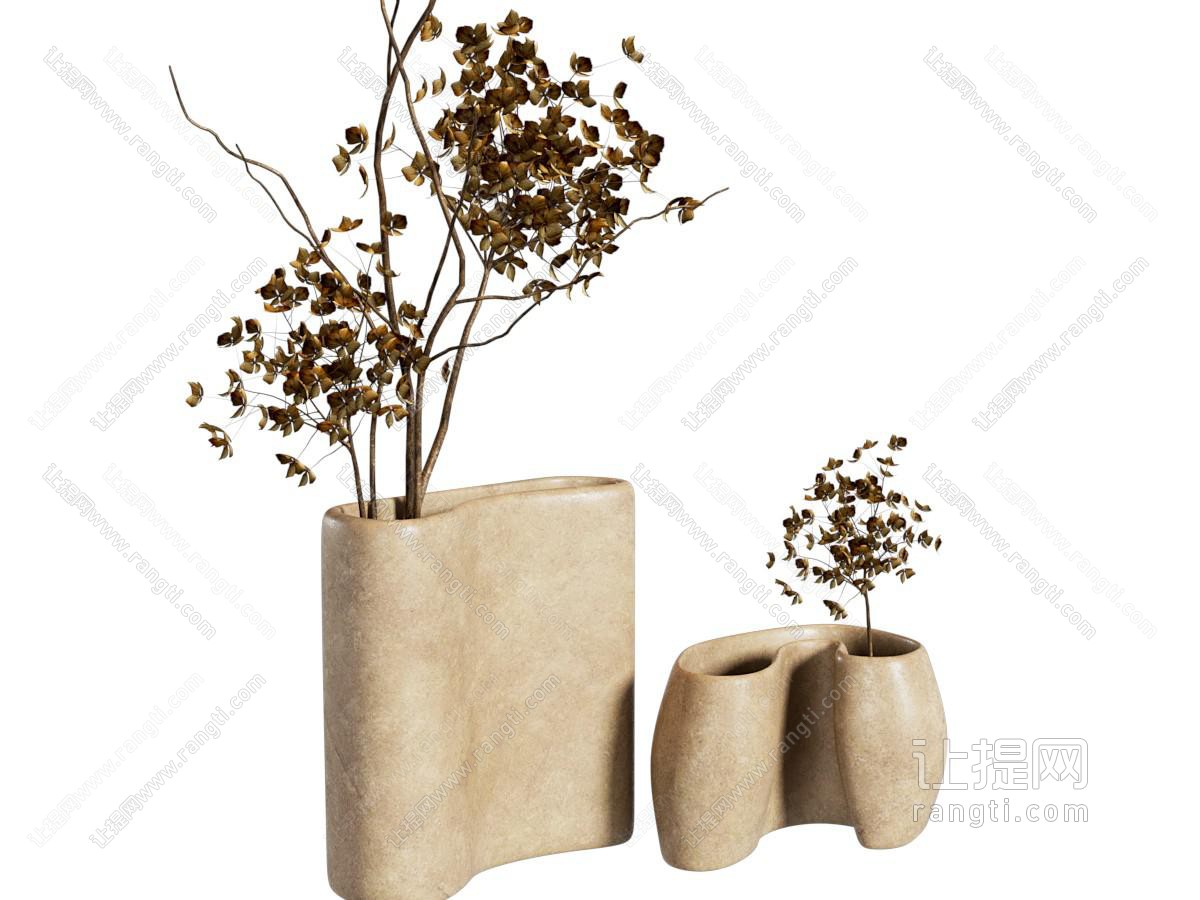 侘寂风花瓶 花艺 干枝 干花