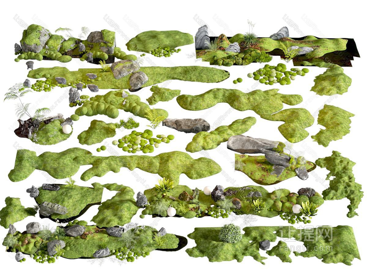 现代景观小品 微地形 庭院小品 景观造景 苔藓 植物堆