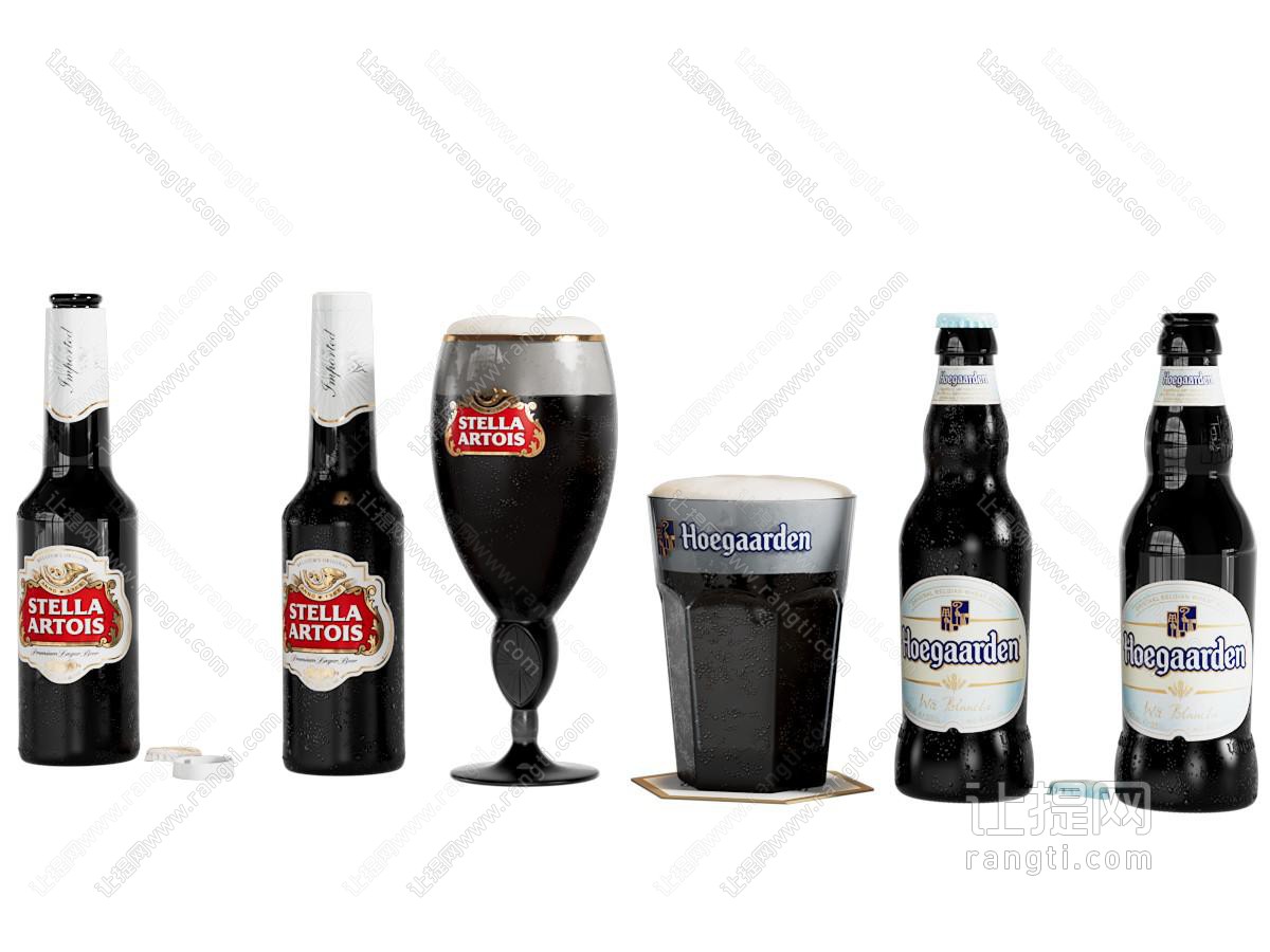 现代啤酒瓶酒杯