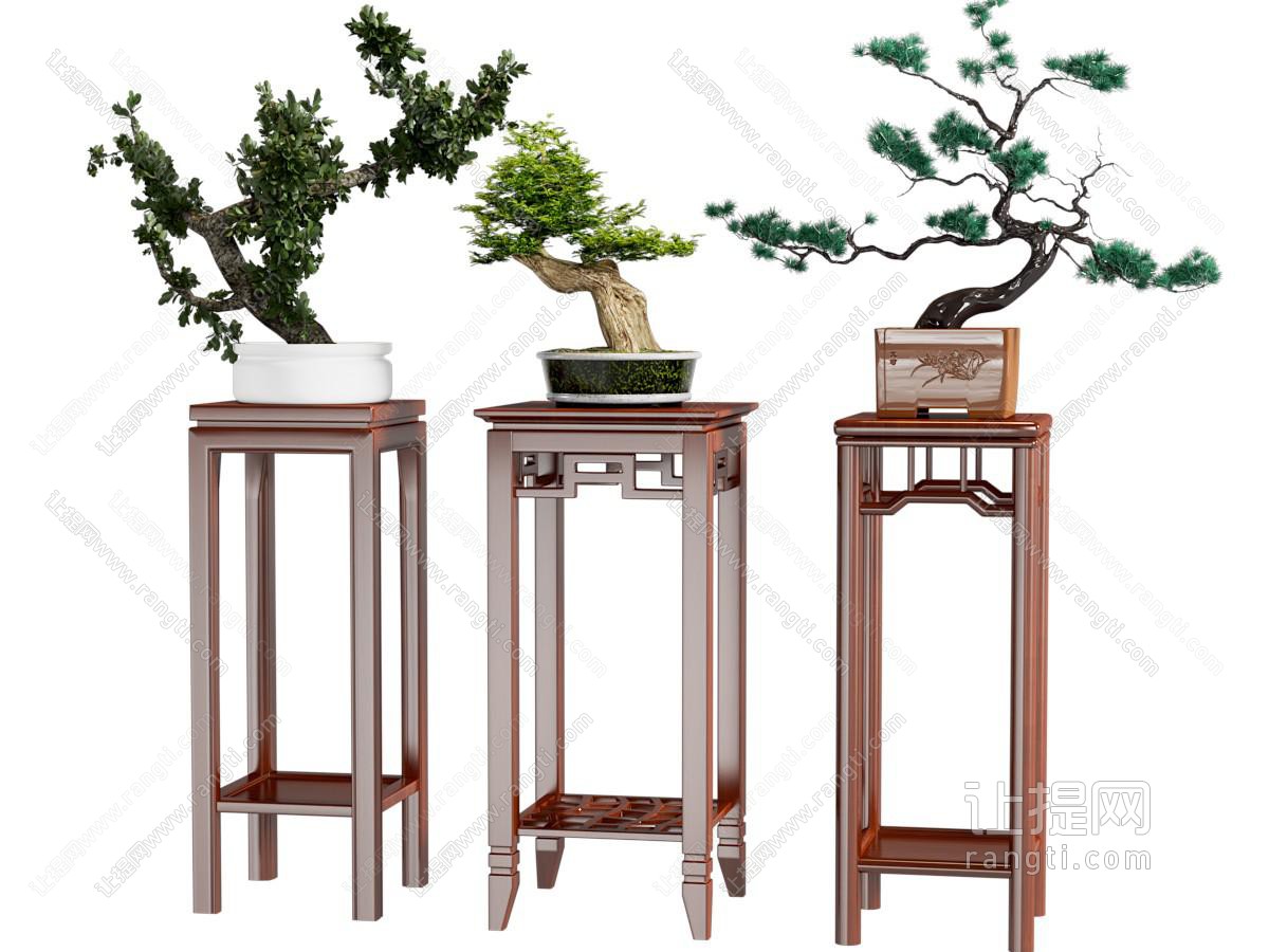 现代中式绿植摆件