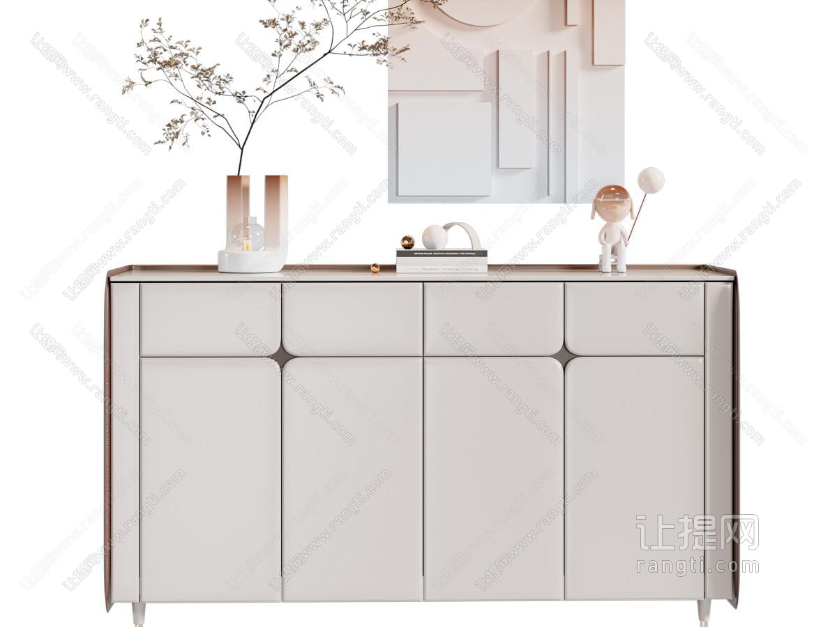 侘寂新中式玄关柜 饰品摆件 装饰画 边柜 端景柜
