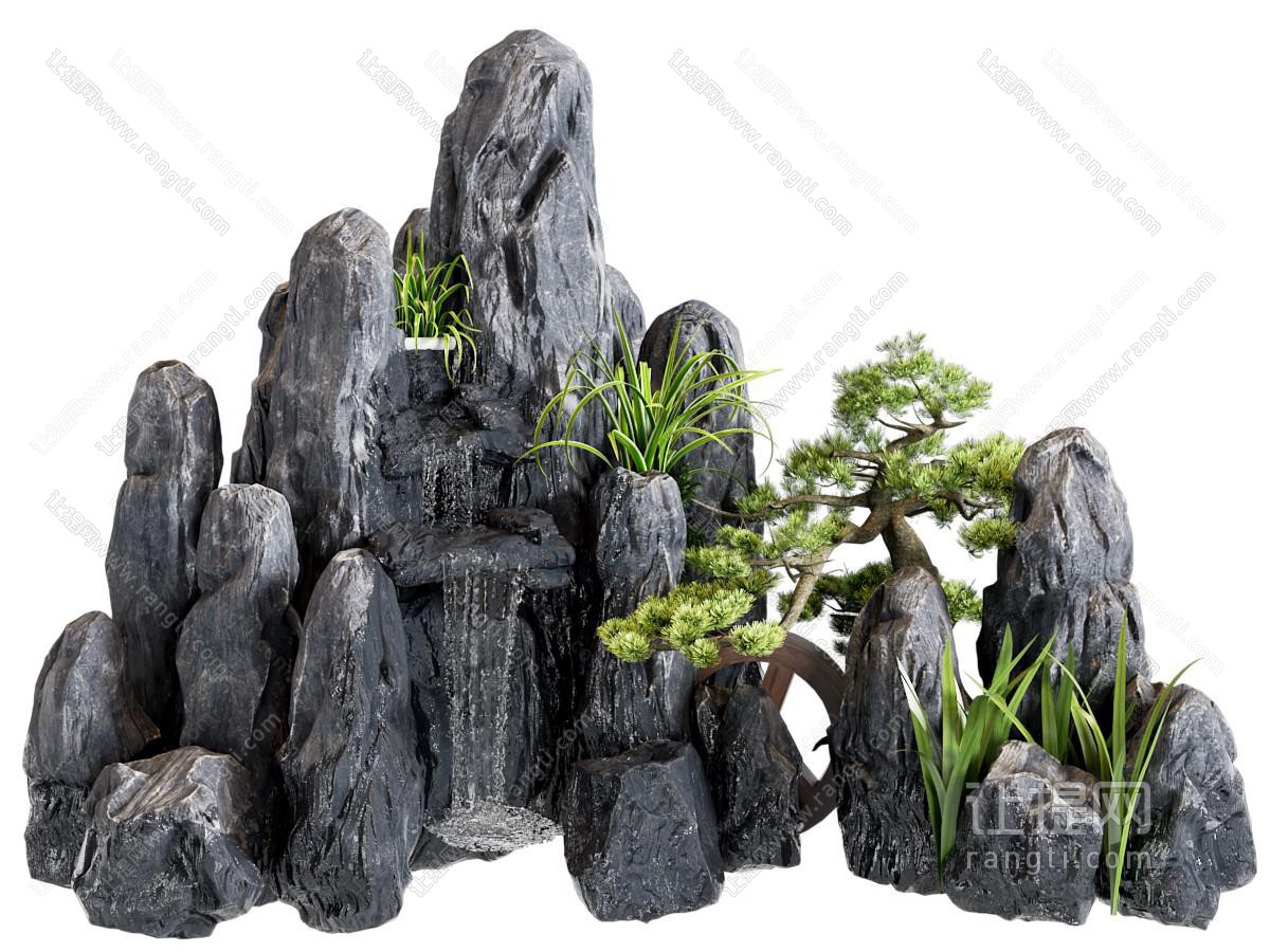 现代景观 现代园林景观 石头假山