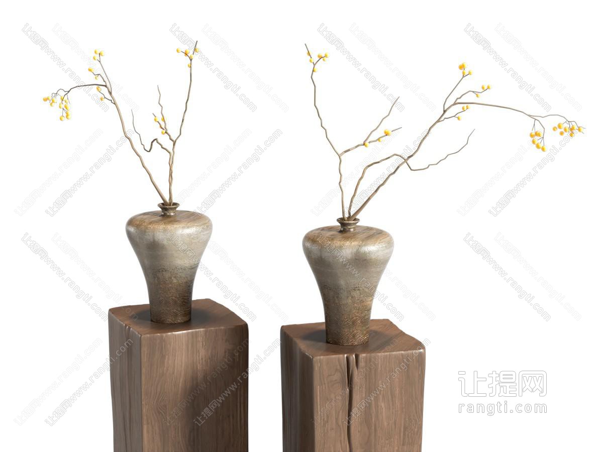 新中式花艺 花瓶 枯枝