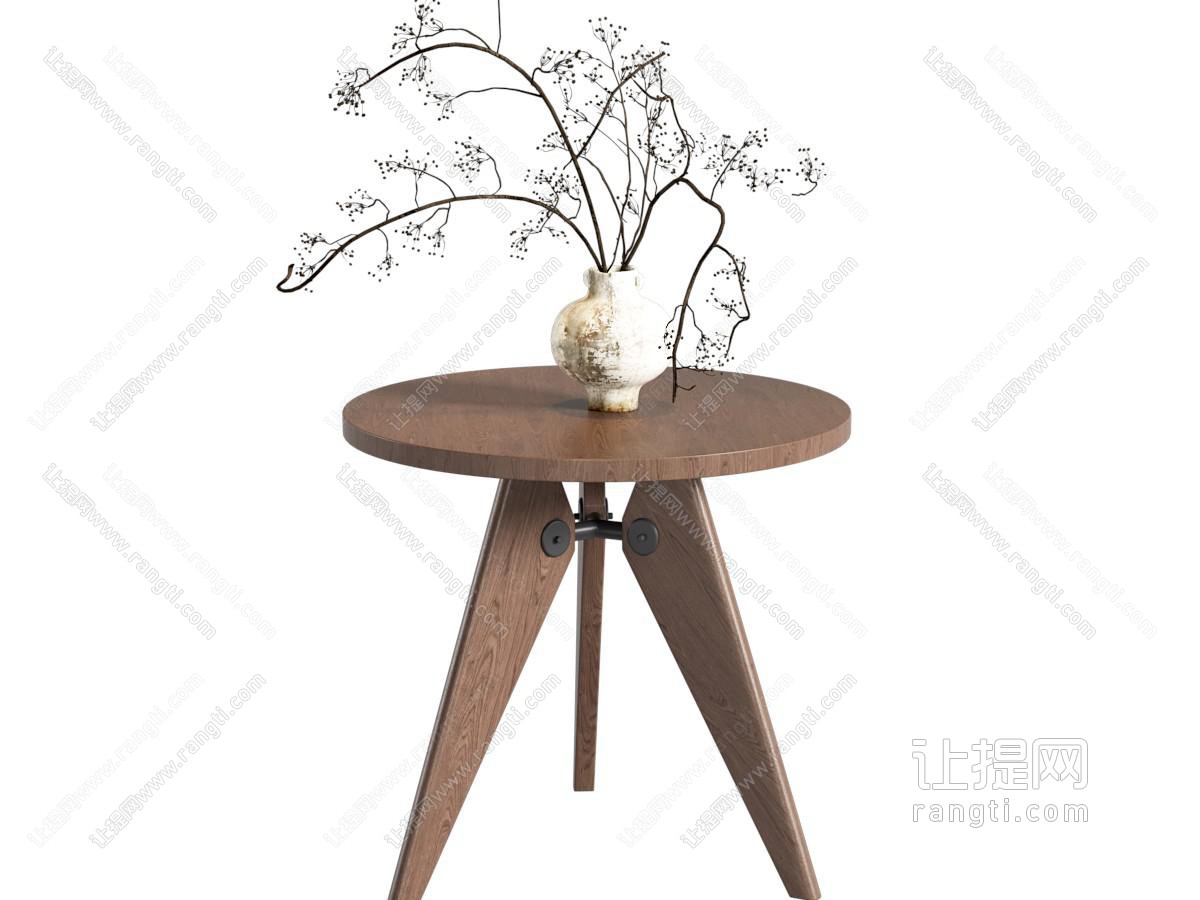 中古风边几 花瓶